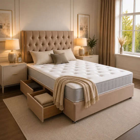 Small Double Divan Bed with Optional Mattress & Headboard