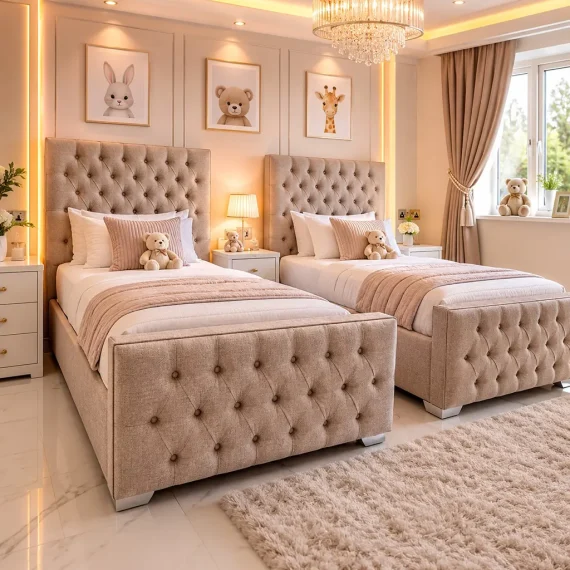 Button Tufted Wingback Kids Bed by Sleep and Style