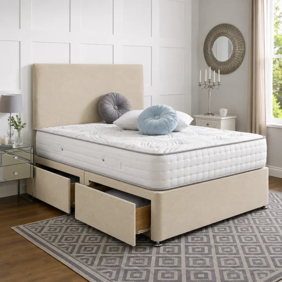 Chenille Divan Bed with Mattress