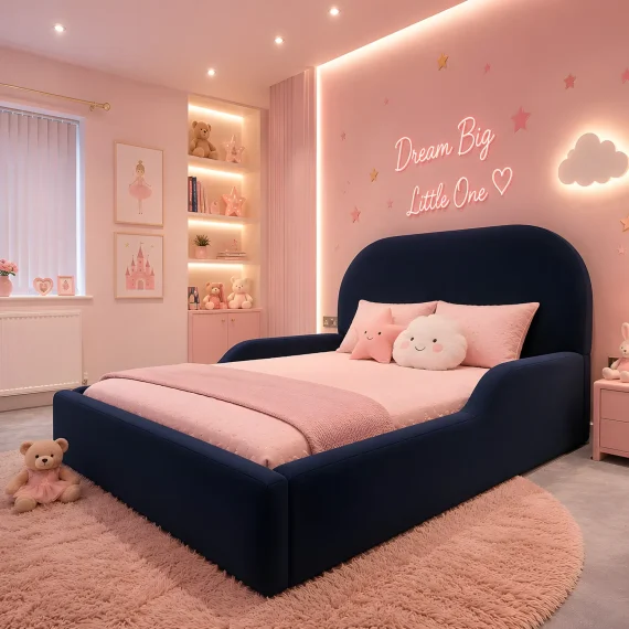 Coral Kids Soft Bed with Round Headboard