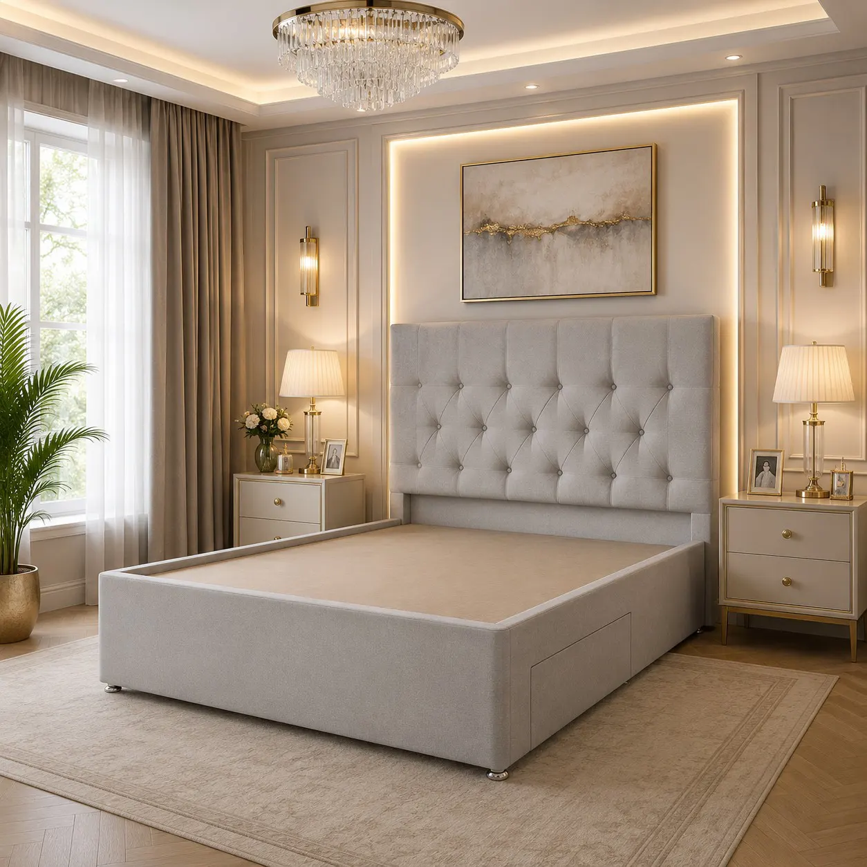 Divan Bed with Chesterfield Headboard