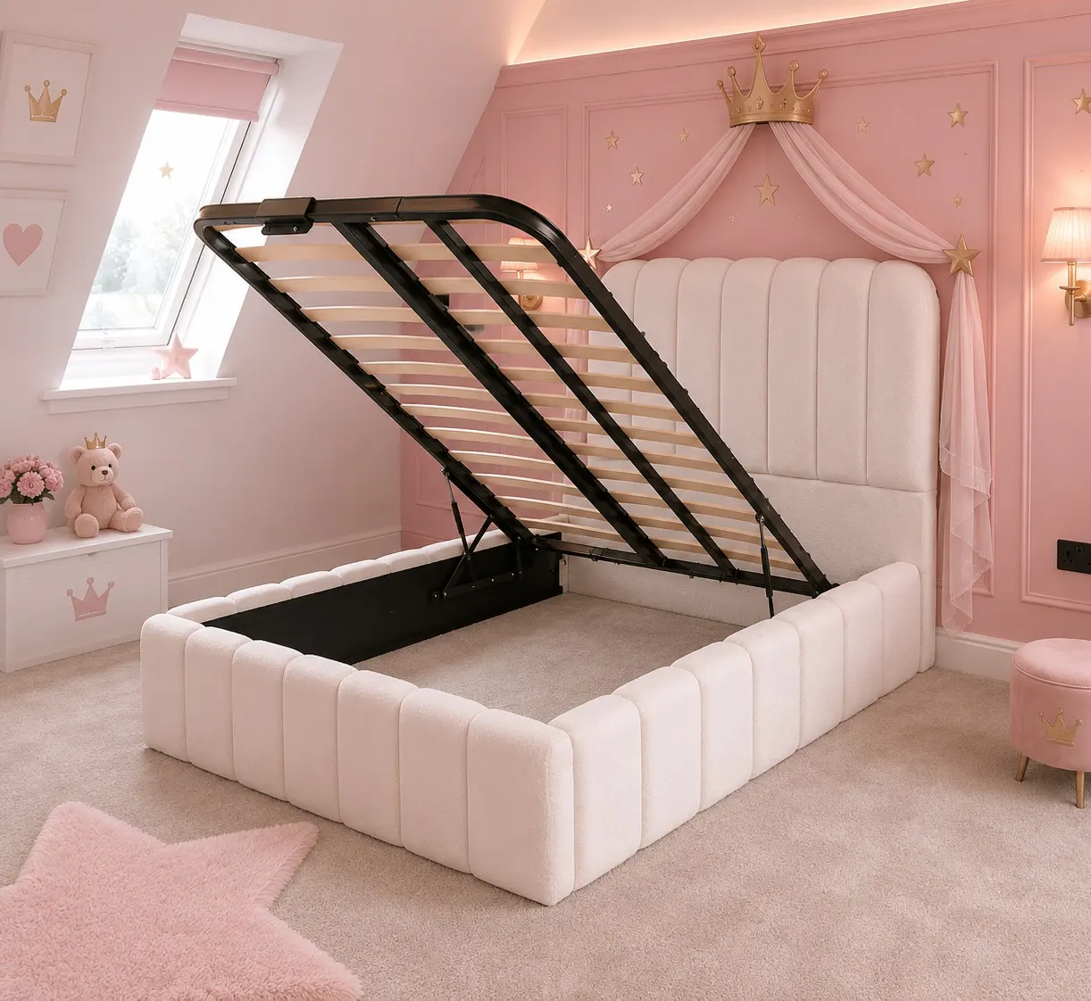 Vertical Panel Lines Kids Soft Bed