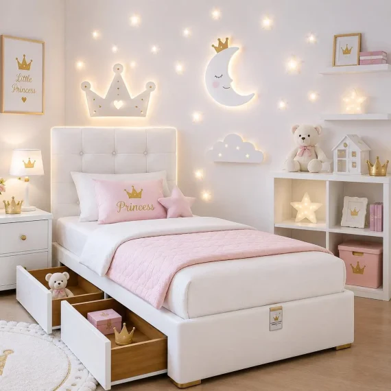Kids Divan Bed with Chesterfield Headboard