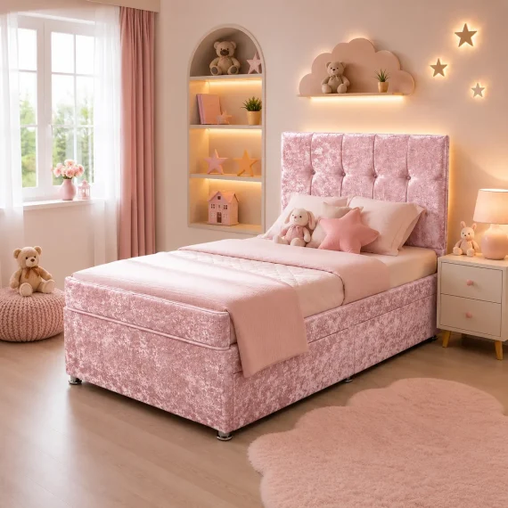 Kids Divan Bed with Chesterfield Headboard